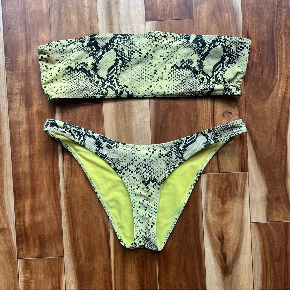 Triangl Swimwear strapless snakeskin print bikini